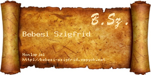 Bebesi Szigfrid névjegykártya